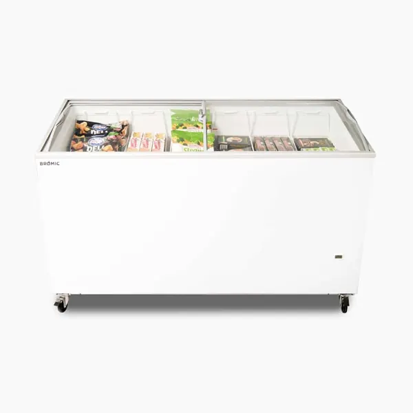 Bromic CF0500ATCG-NR Display Chest Freezer, 427L, Curved Glass Top