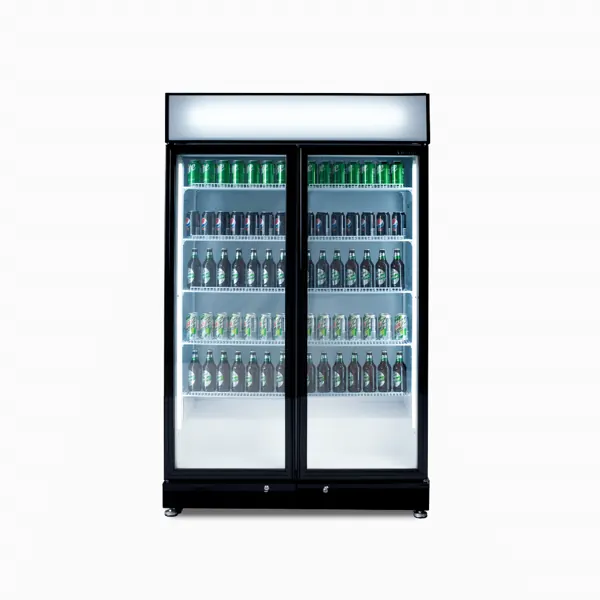 Bromic GM0900LBECO-NR Upright Display Fridge, 885L, 2 Doors, Flat Glass, Black