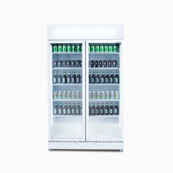 Bromic GM0900LWECO-NR Upright Display Fridge, 885L, 2 Doors, Flat Glass, White