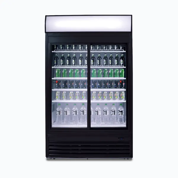Bromic GM0980LS-NR Upright Display Fridge, 945L, 2 Doors, Sliding, Flat Glass, Lightbox