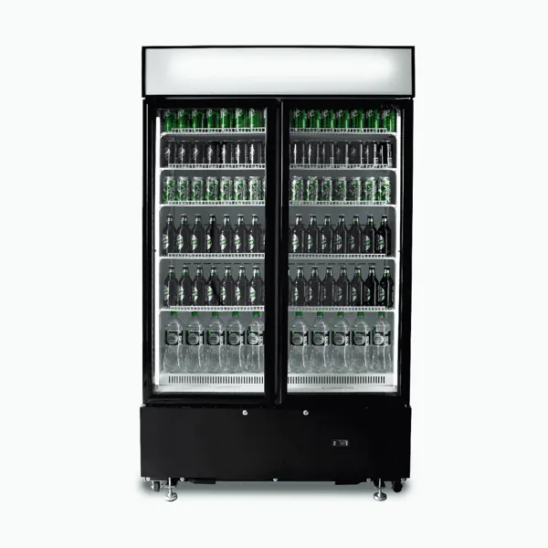 Bromic GM1000LBCAS Upright Display Fridge, 960L, 2 Doors, Flat Glass, Cassette, Black