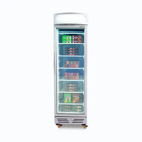 Bromic UF0374LS-NR Upright Display Freezer, 300L, 1 Door, Flat Glass, Lightbox
