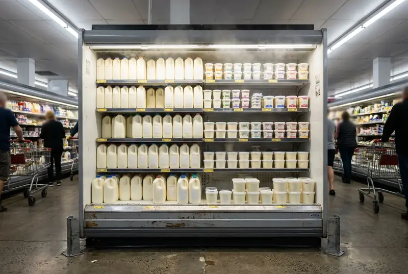 Commercial multideck fridge installed in a store